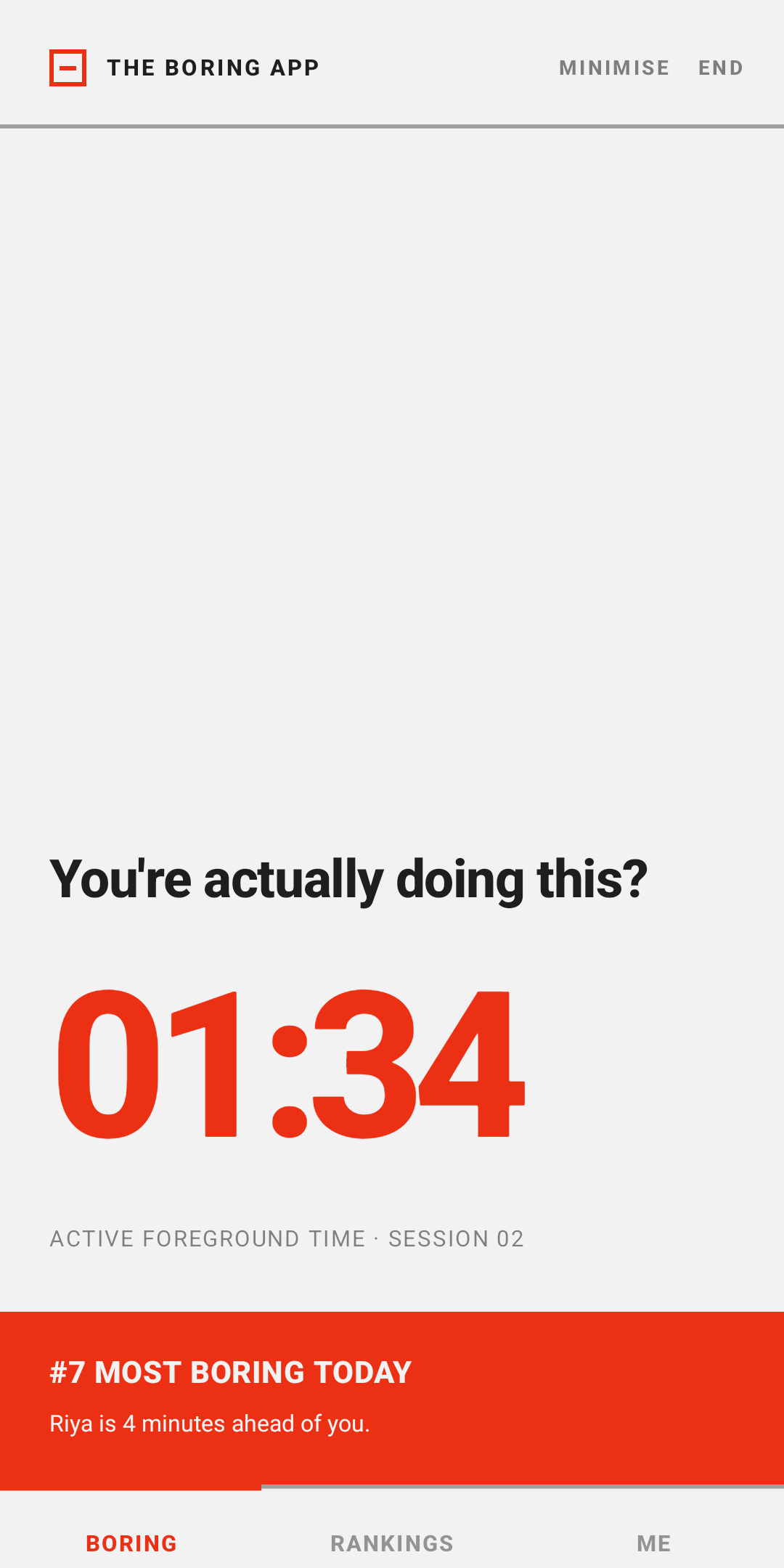 Active session timer, ranked #7 most boring today